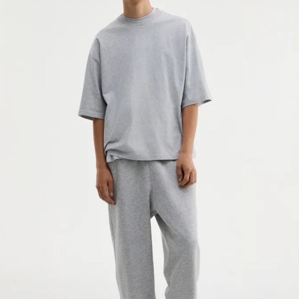 Oversized Fit Cotton Light Gray Marl T-shirt